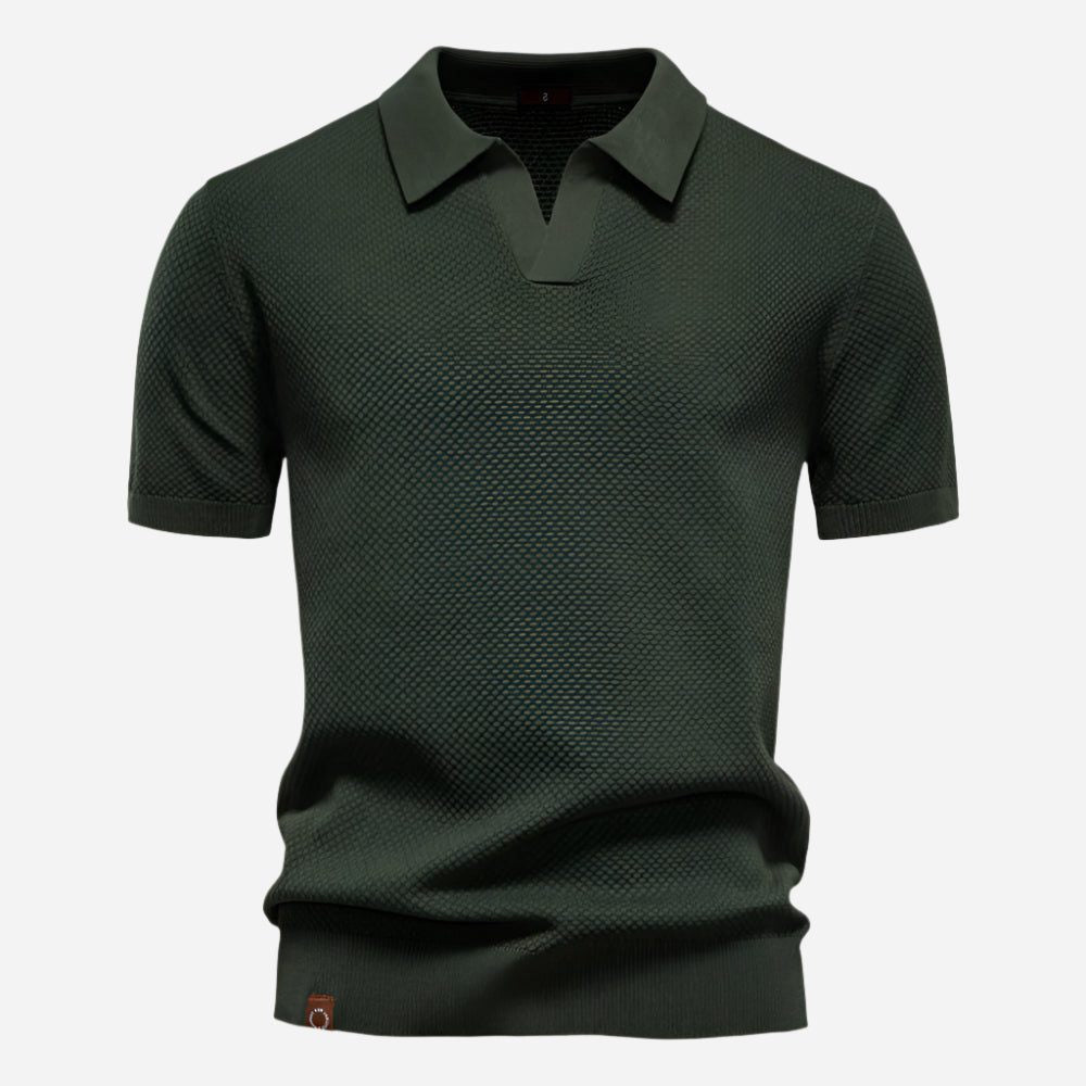 Men's Polo Shirts Textured Knit, Relaxed Fit, Short Sleeves