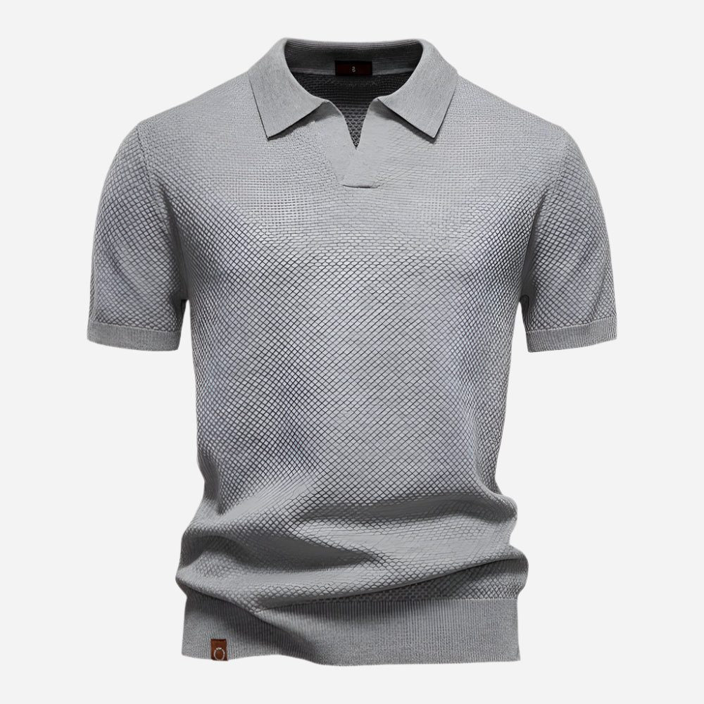 Men's Polo Shirts Textured Knit, Relaxed Fit, Short Sleeves