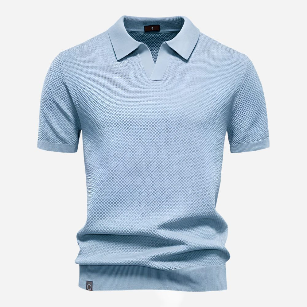Men's Polo Shirts Textured Knit, Relaxed Fit, Short Sleeves