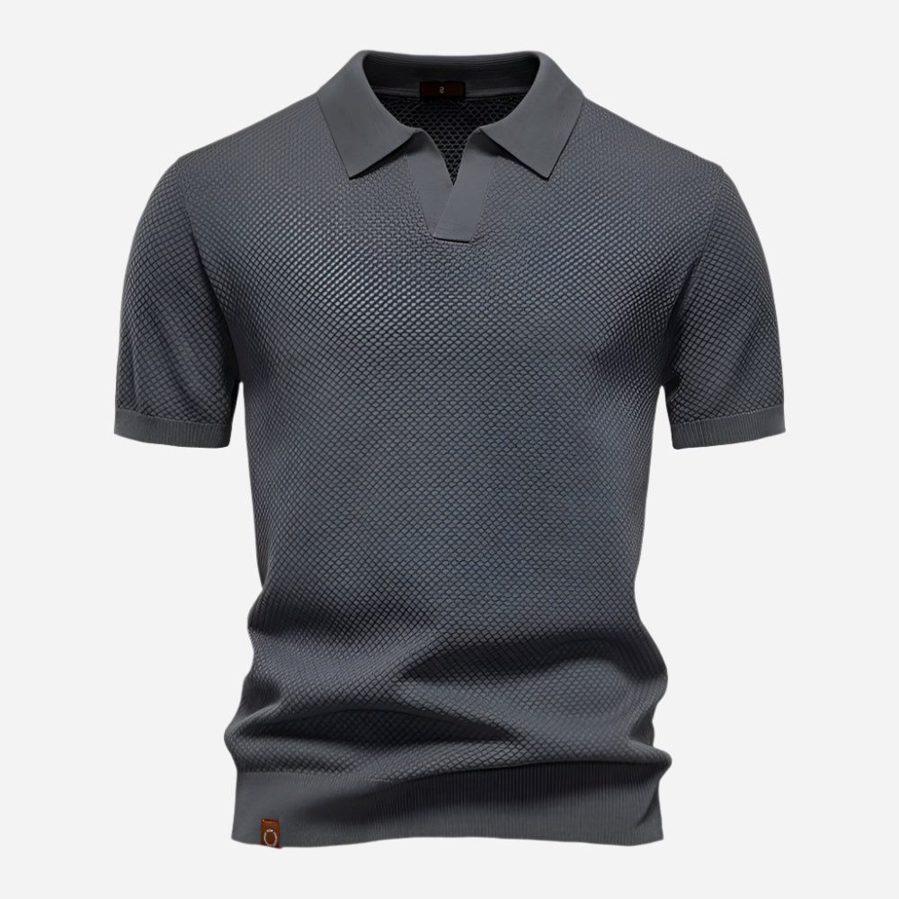 Men's Polo Shirts Textured Knit, Relaxed Fit, Short Sleeves