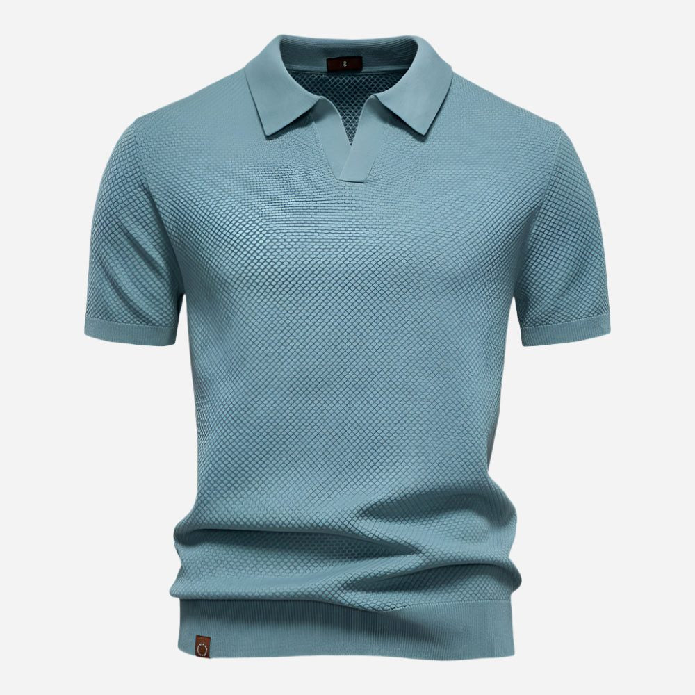 Men's Polo Shirts Textured Knit, Relaxed Fit, Short Sleeves