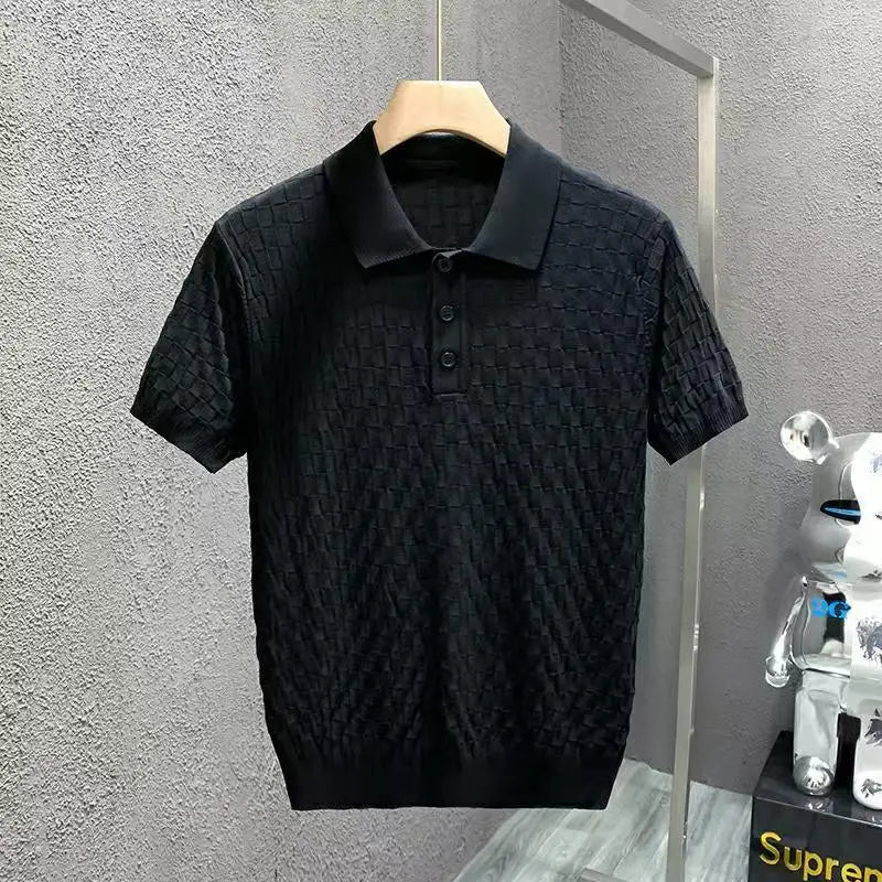 Men's Polo Shirts Textured Knit, Short Sleeves, Tailored Fit