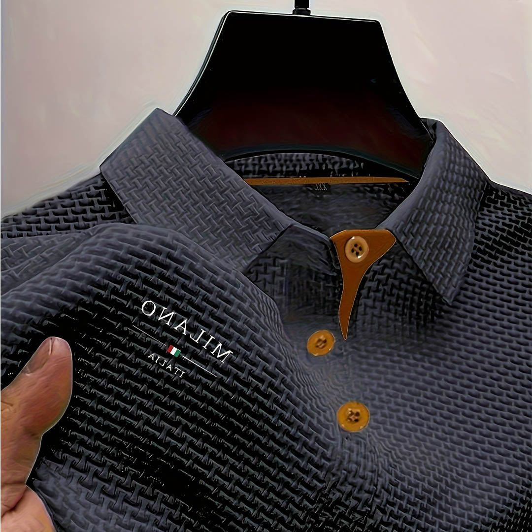 Men's Polo Shirts Textured Weave with Button Placket