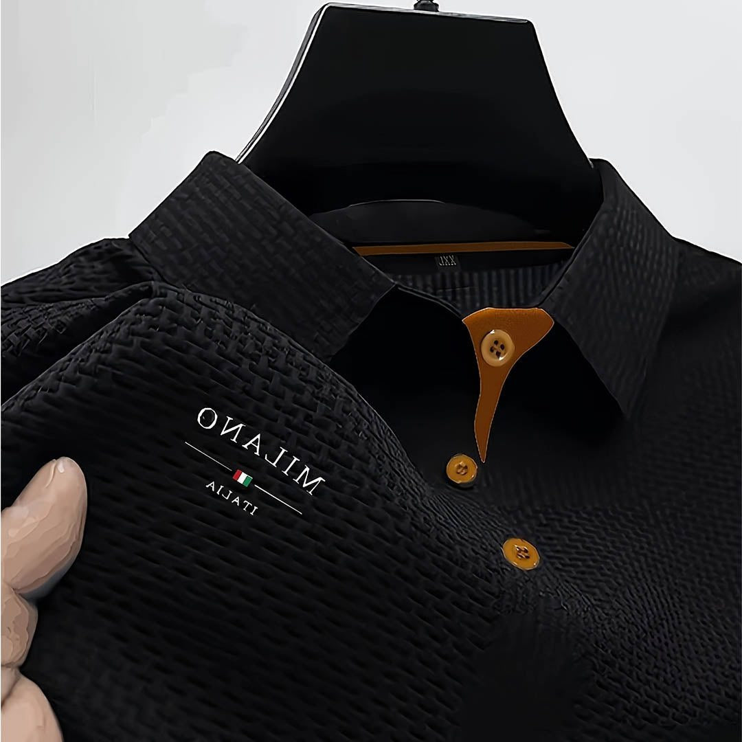 Men's Polo Shirts Textured Weave with Button Placket