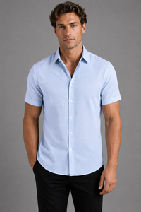 Men's Shirts, Breathable Slim Fit with Short Sleeves and Button Front
