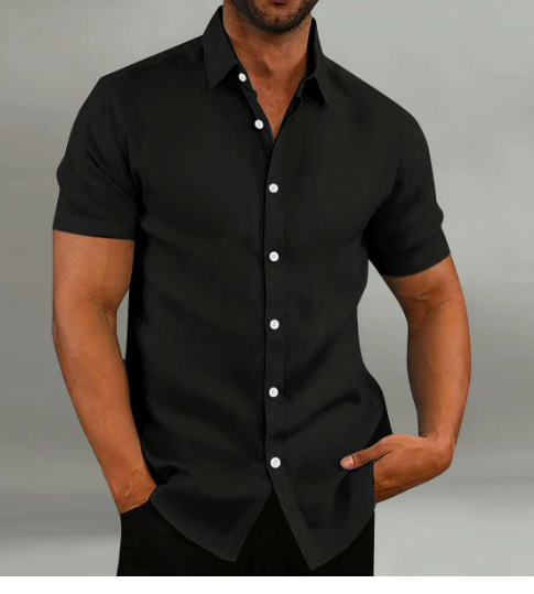 Men's Shirts, Breathable Slim Fit with Short Sleeves and Button Front