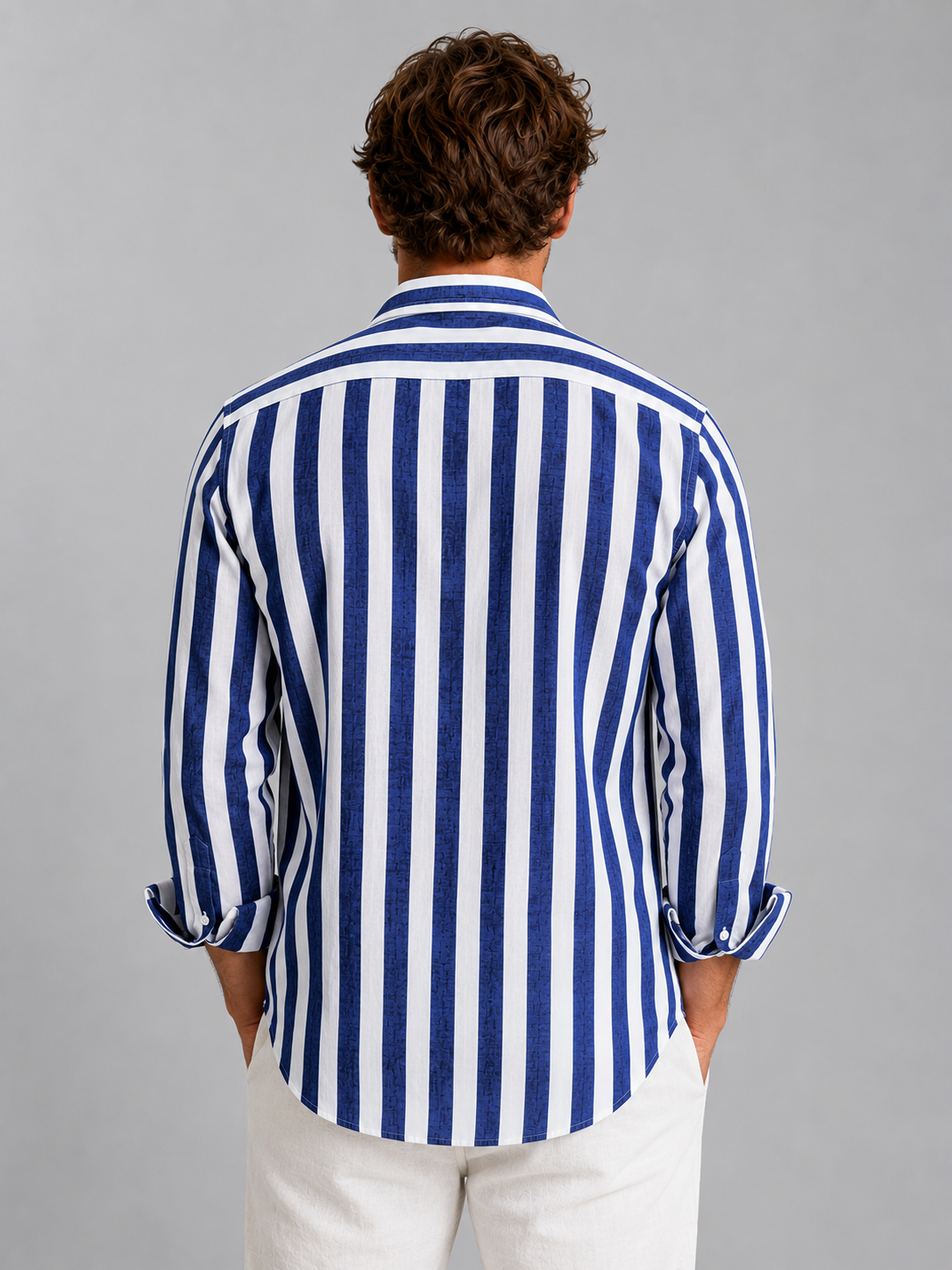 Men's Shirts in Linen Blend, Relaxed Fit with Summer Stripes