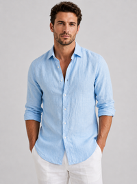 Men's Shirts in Linen-Look Fabric, Relaxed Fit Summer Button-Up