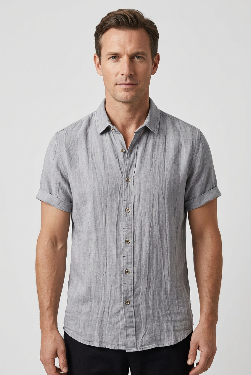 Men's Shirts Short Sleeve, Regular Fit with Button Front