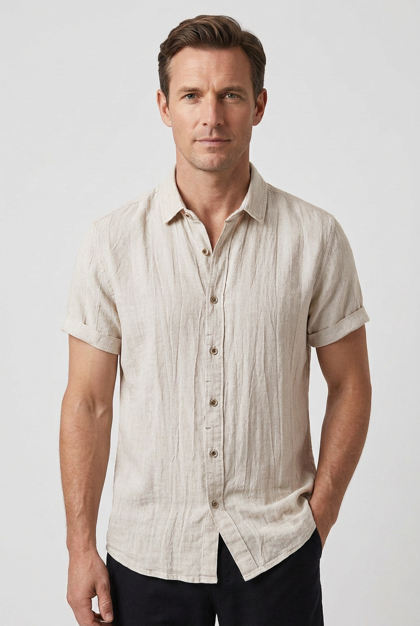 Men's Shirts Short Sleeve, Regular Fit with Button Front