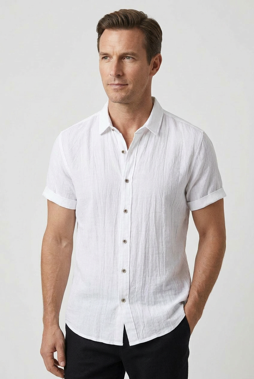 Men's Shirts Short Sleeve, Regular Fit with Button Front