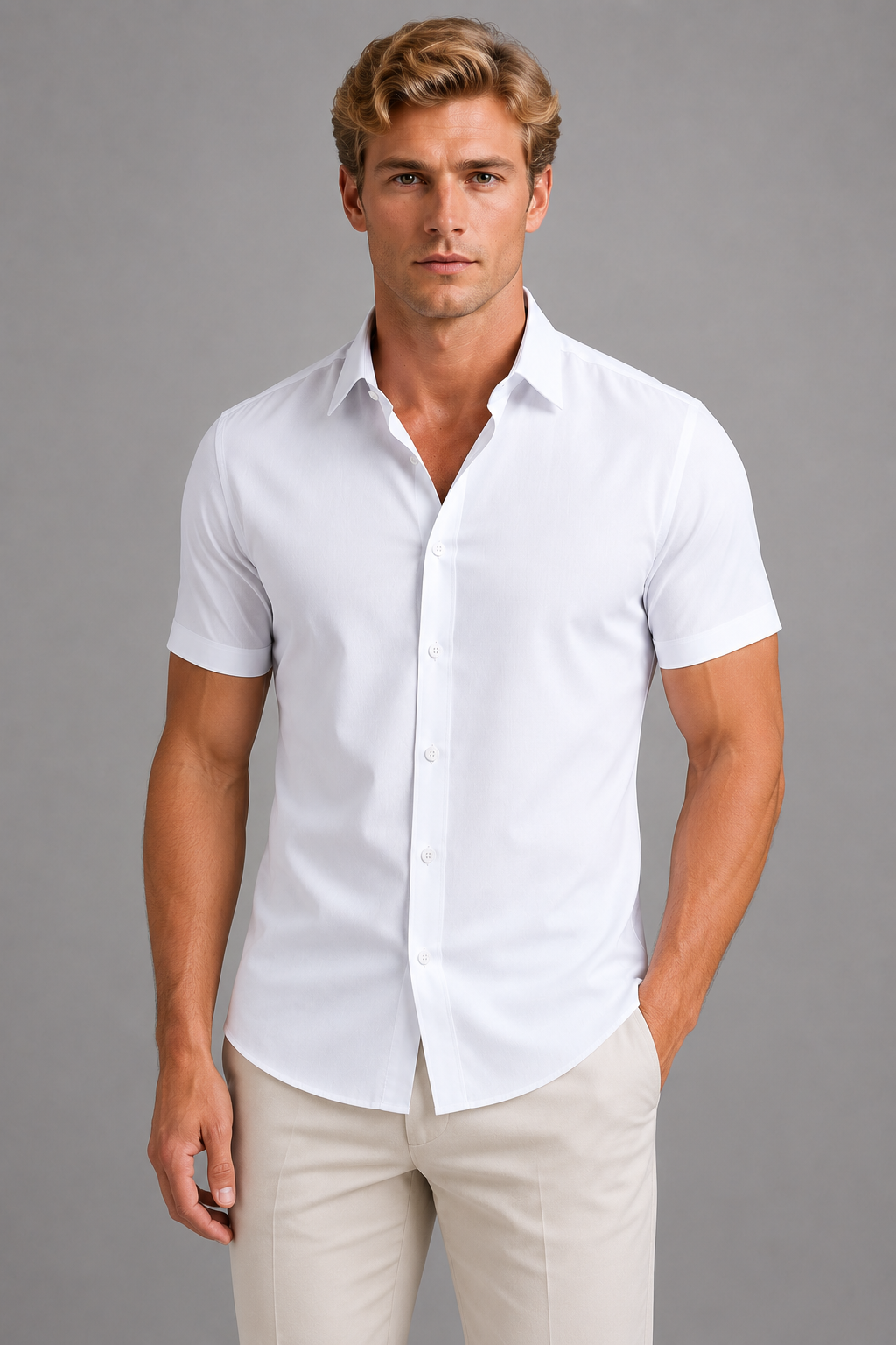 Men's Short Sleeve Shirts, Breathable Slim Fit for Summer
