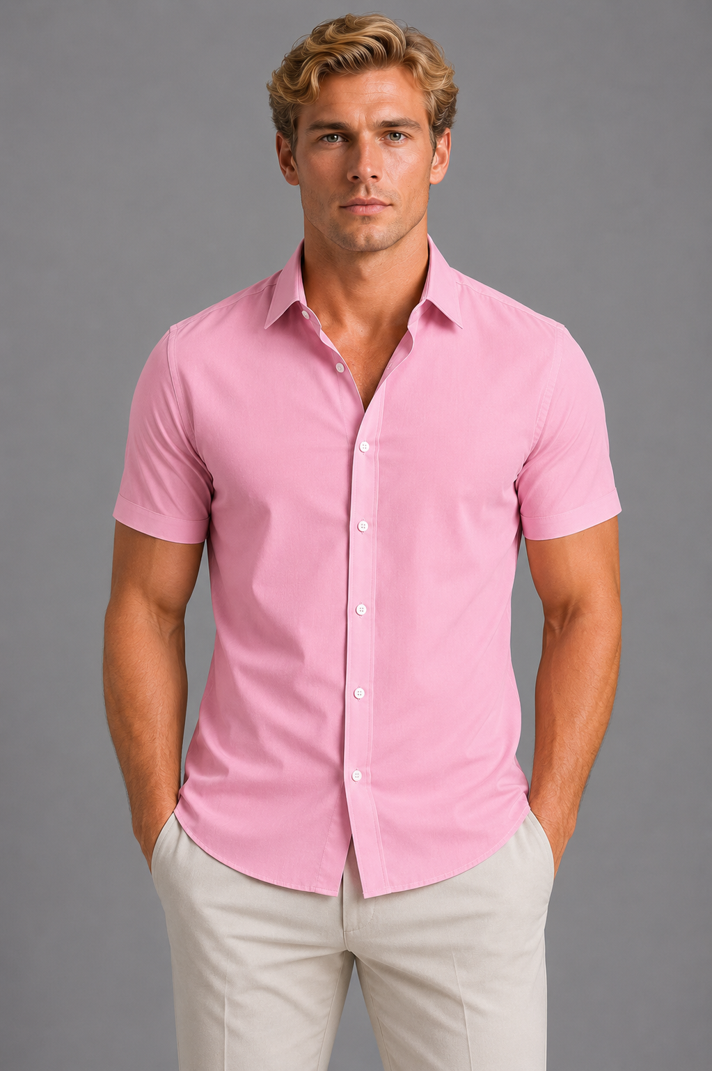 Men's Short Sleeve Shirts, Breathable Slim Fit for Summer