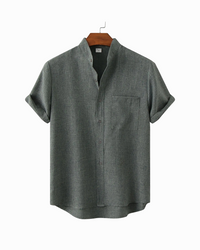 Men's Short Sleeve Shirts, Cotton-Linen Blend, Relaxed Summer Fit