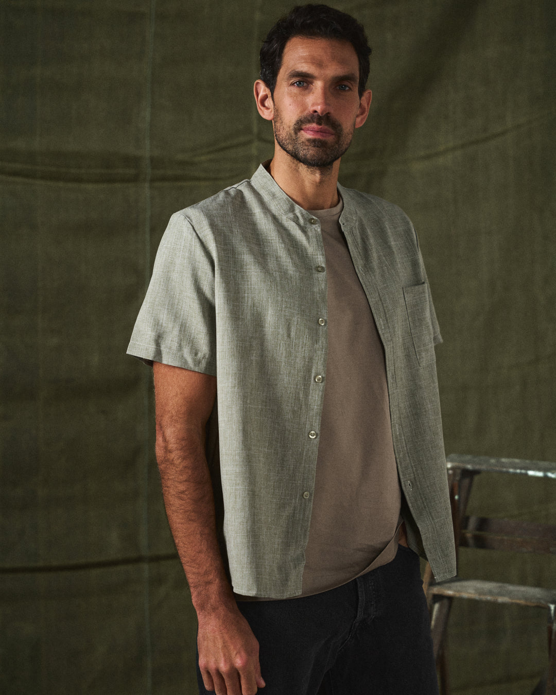 Men's Short Sleeve Shirts, Cotton-Linen Blend, Relaxed Summer Fit