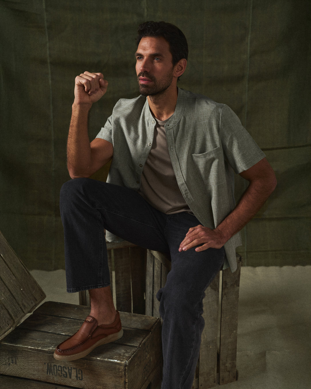Men's Short Sleeve Shirts, Cotton-Linen Blend, Relaxed Summer Fit