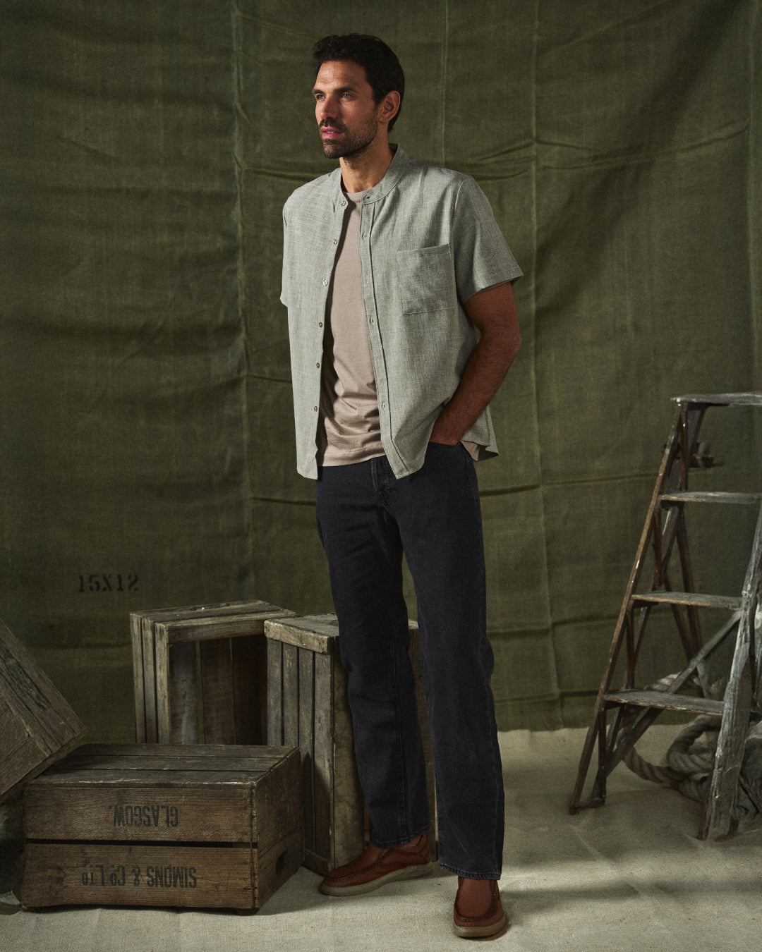 Men's Short Sleeve Shirts, Cotton-Linen Blend, Relaxed Summer Fit