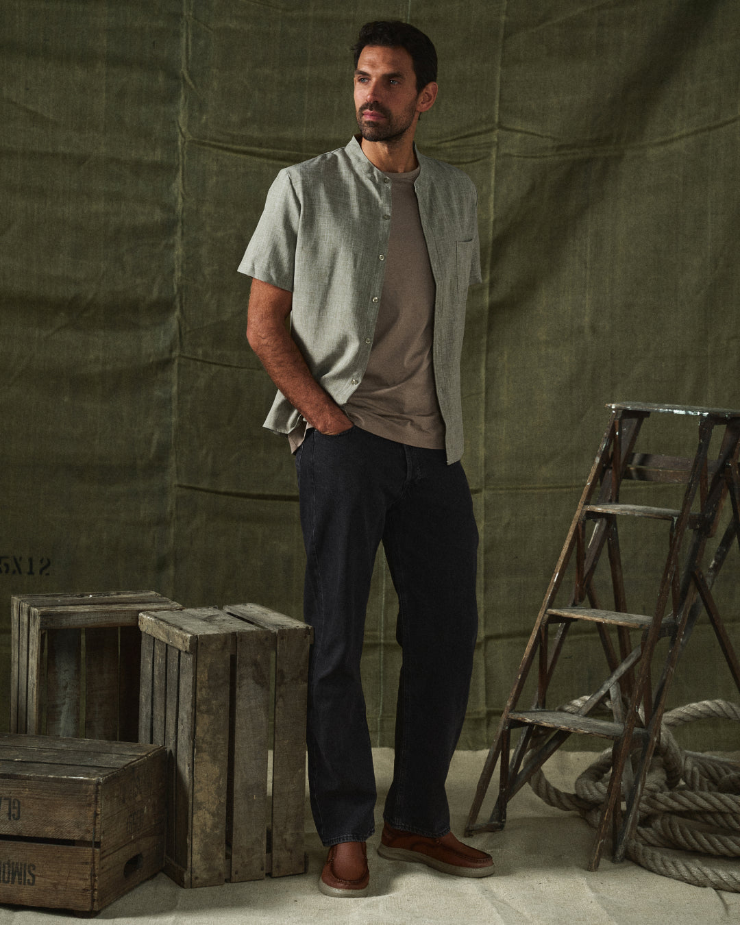 Men's Short Sleeve Shirts, Cotton-Linen Blend, Relaxed Summer Fit
