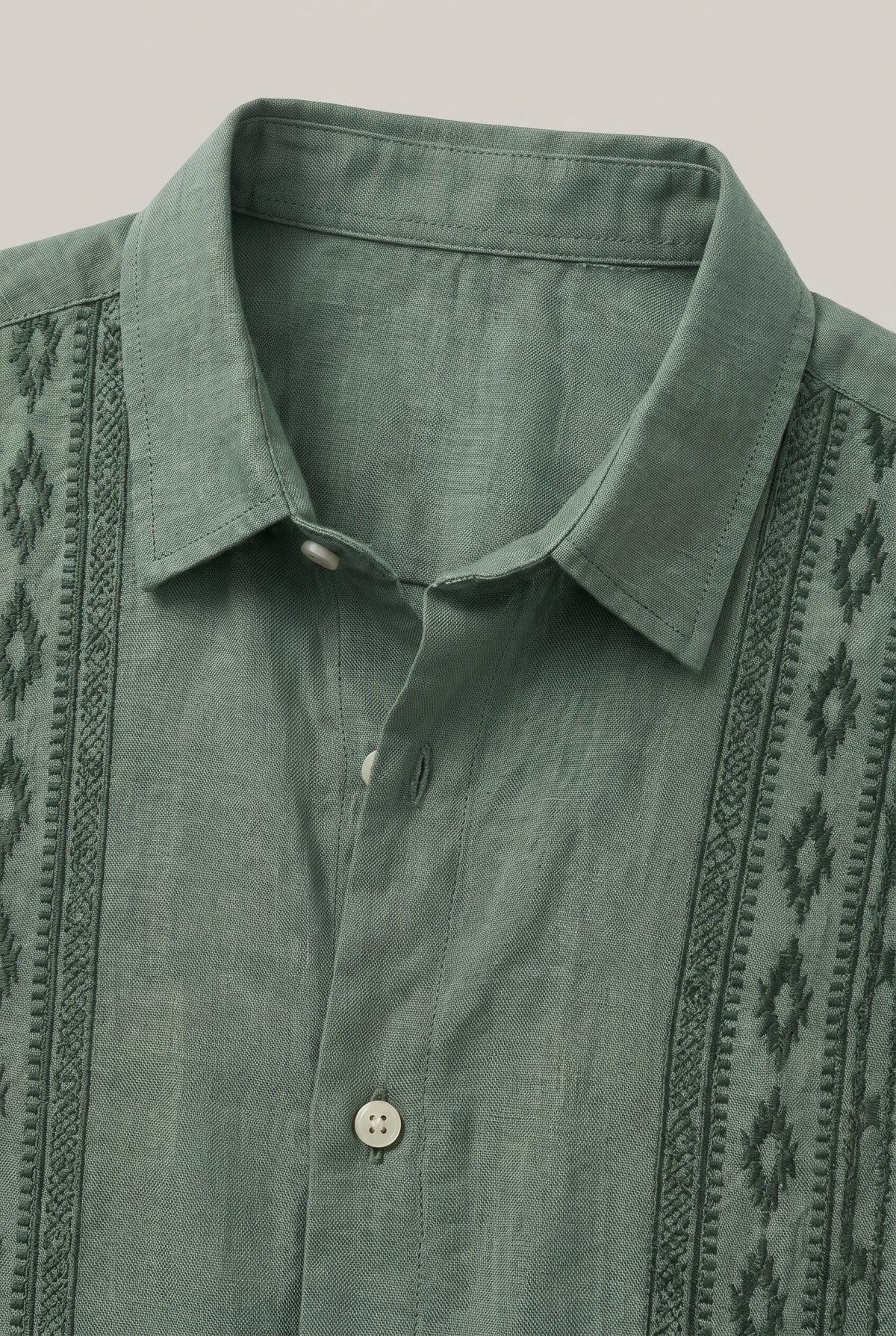 Men's Short Sleeve Shirts, Embroidered Regular Fit Summer Button Up