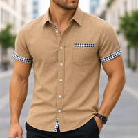 Men's Short Sleeve Shirts Lightweight Regular Fit with Contrast Trim