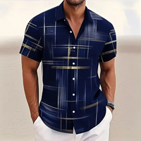 Men's Short Sleeve Shirts Relaxed Fit, Lightweight Geometric Print