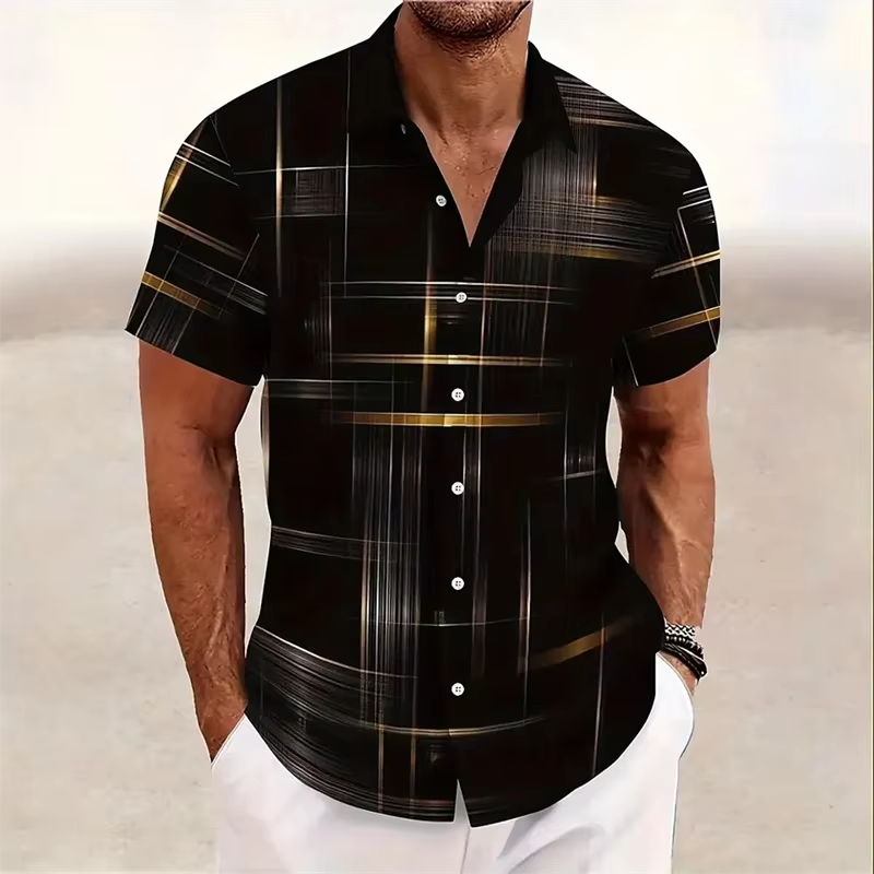 Men's Short Sleeve Shirts Relaxed Fit, Lightweight Geometric Print