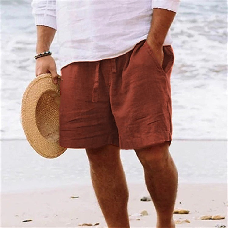 Men's Shorts in Cotton and Linen Blend, Relaxed Summer Fit