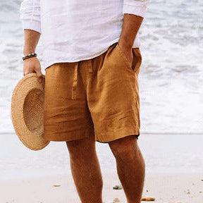 Men's Shorts in Cotton and Linen Blend, Relaxed Summer Fit