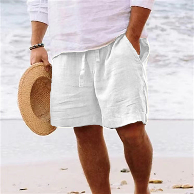 Men's Shorts in Cotton and Linen Blend, Relaxed Summer Fit