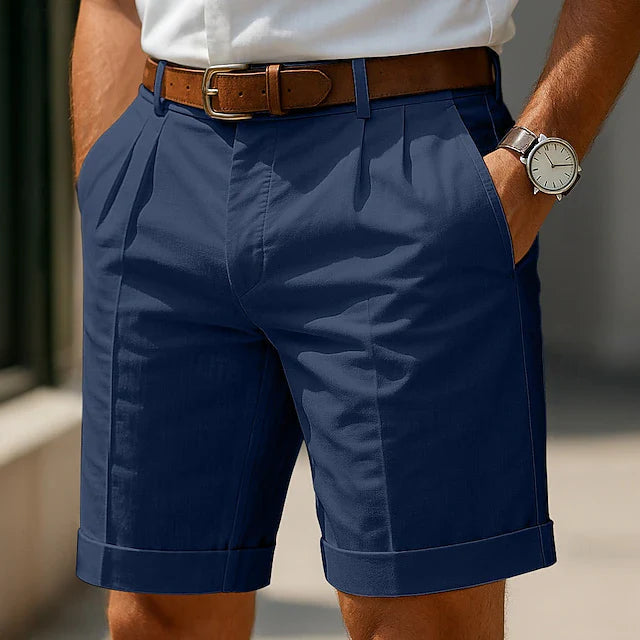 Men's Shorts in Cotton with Pleated Front, Smart-Casual