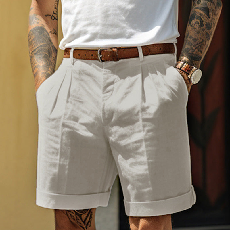 Men's Shorts in Cotton with Pleated Front, Smart-Casual