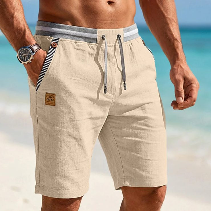 Men's Shorts in Linen with Drawstring, Relaxed Summer Fit