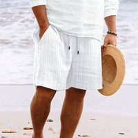 Men's Shorts with Drawstring, Loose Fit Striped Beach Style