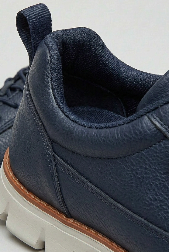 Men's Sneakers Leather-Look, Cushioned Shock-Absorbing Sole