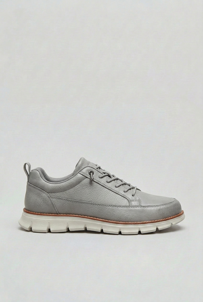Men's Sneakers Leather-Look, Cushioned Shock-Absorbing Sole