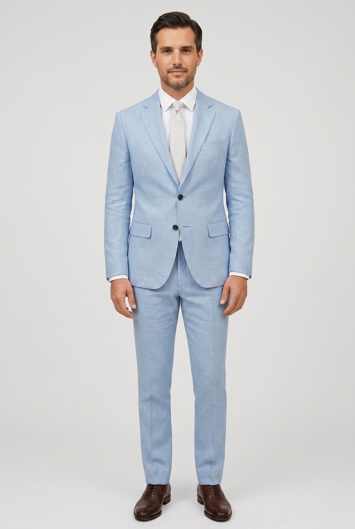 Men's Linen-Look Slim Fit Two-Piece Suit for Summer Weddings