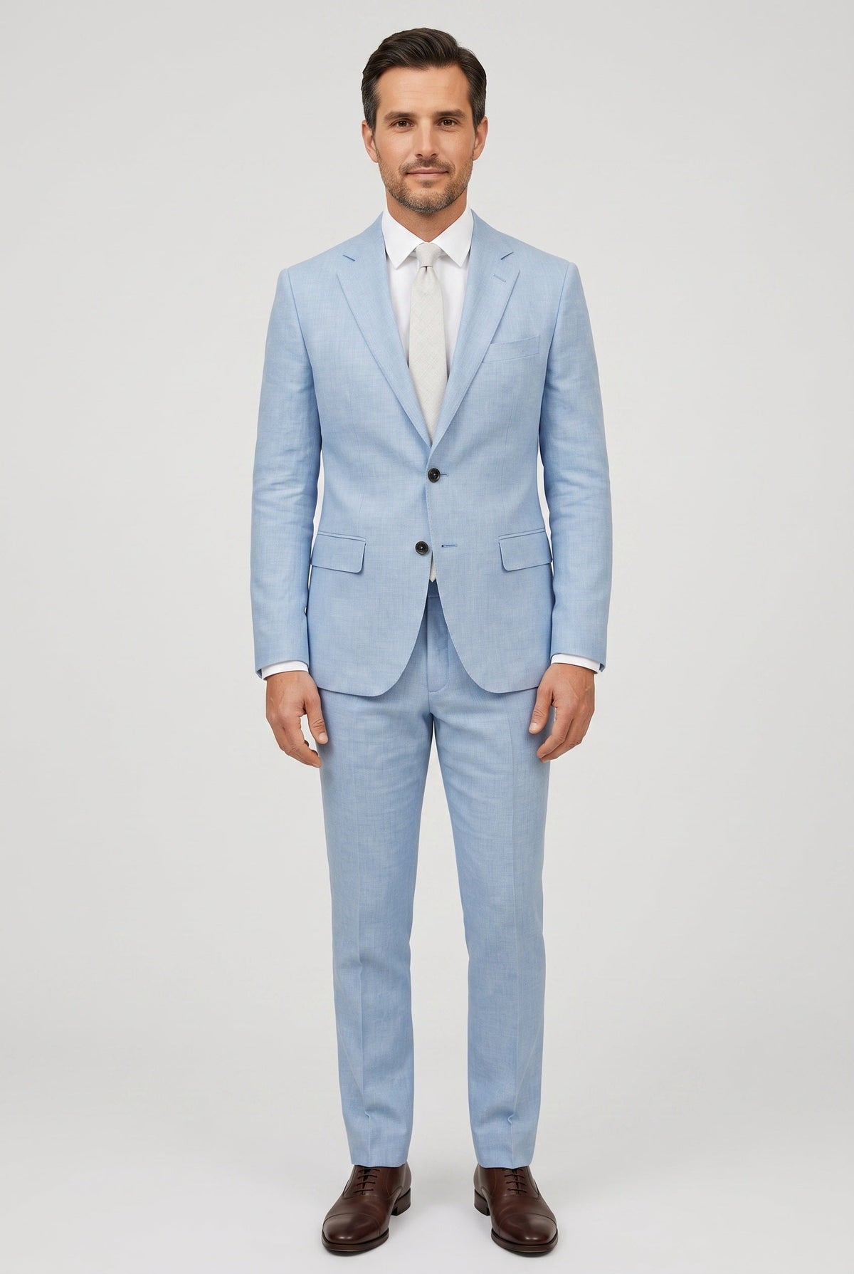 Men's Linen-Look Slim Fit Two-Piece Suit for Summer Weddings