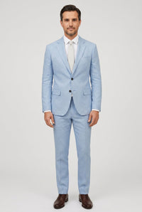 Men's Linen-Look Slim Fit Two-Piece Suit for Summer Weddings