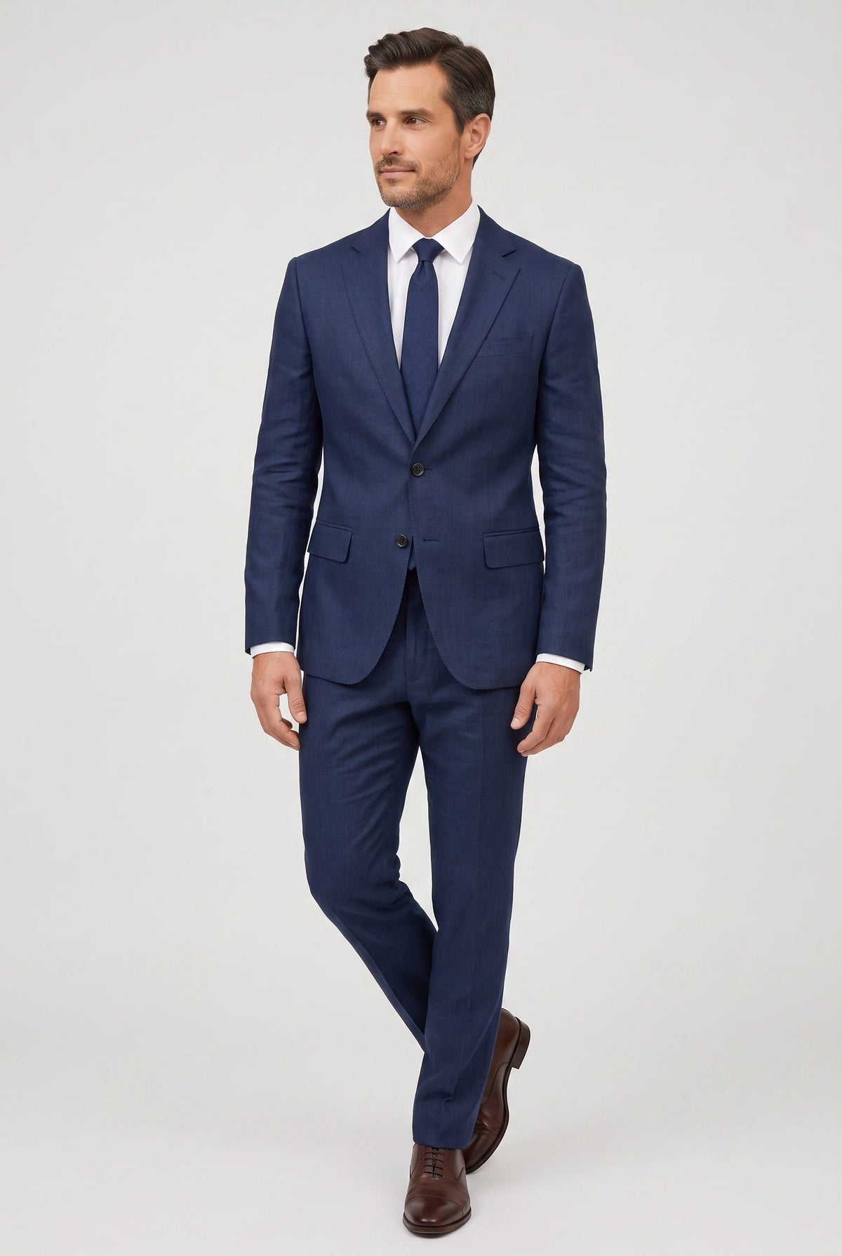 Men's Linen-Look Slim Fit Two-Piece Suit for Summer Weddings