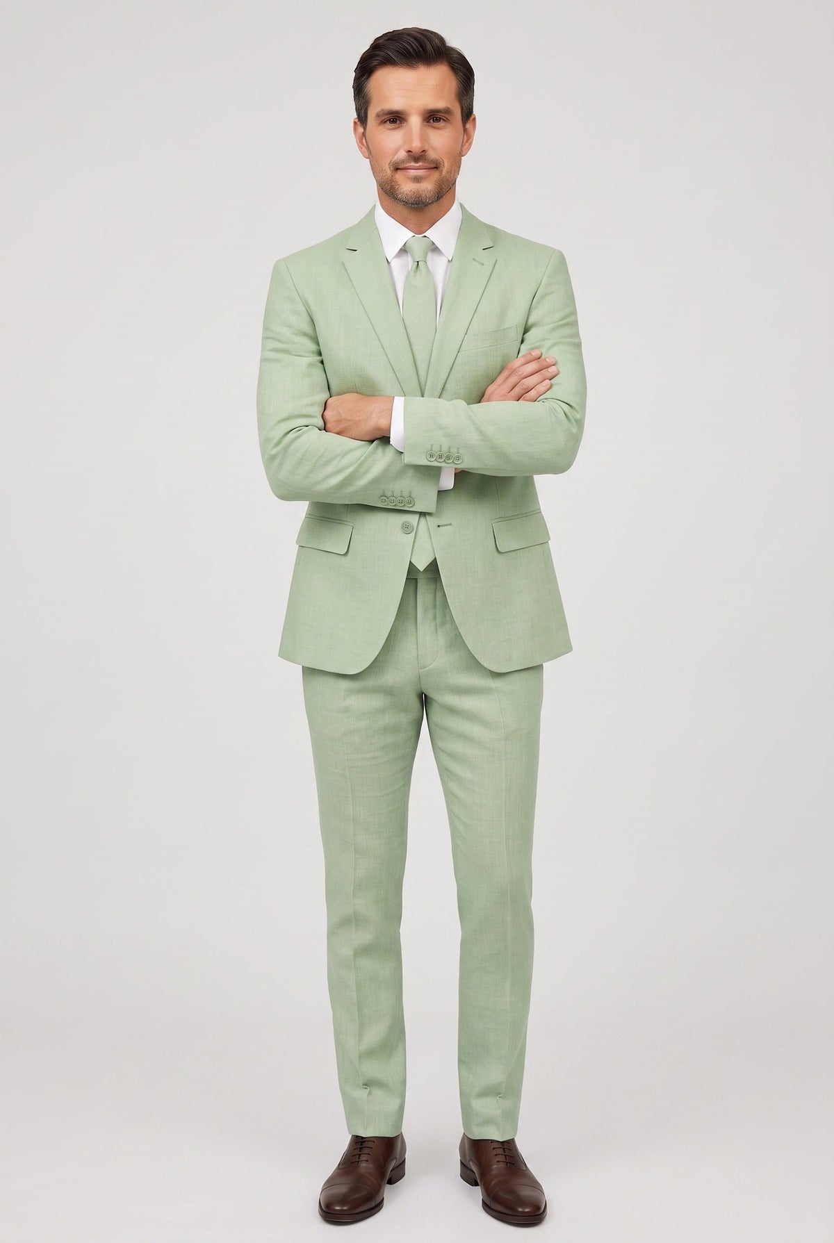 Men's Linen-Look Slim Fit Two-Piece Suit for Summer Weddings