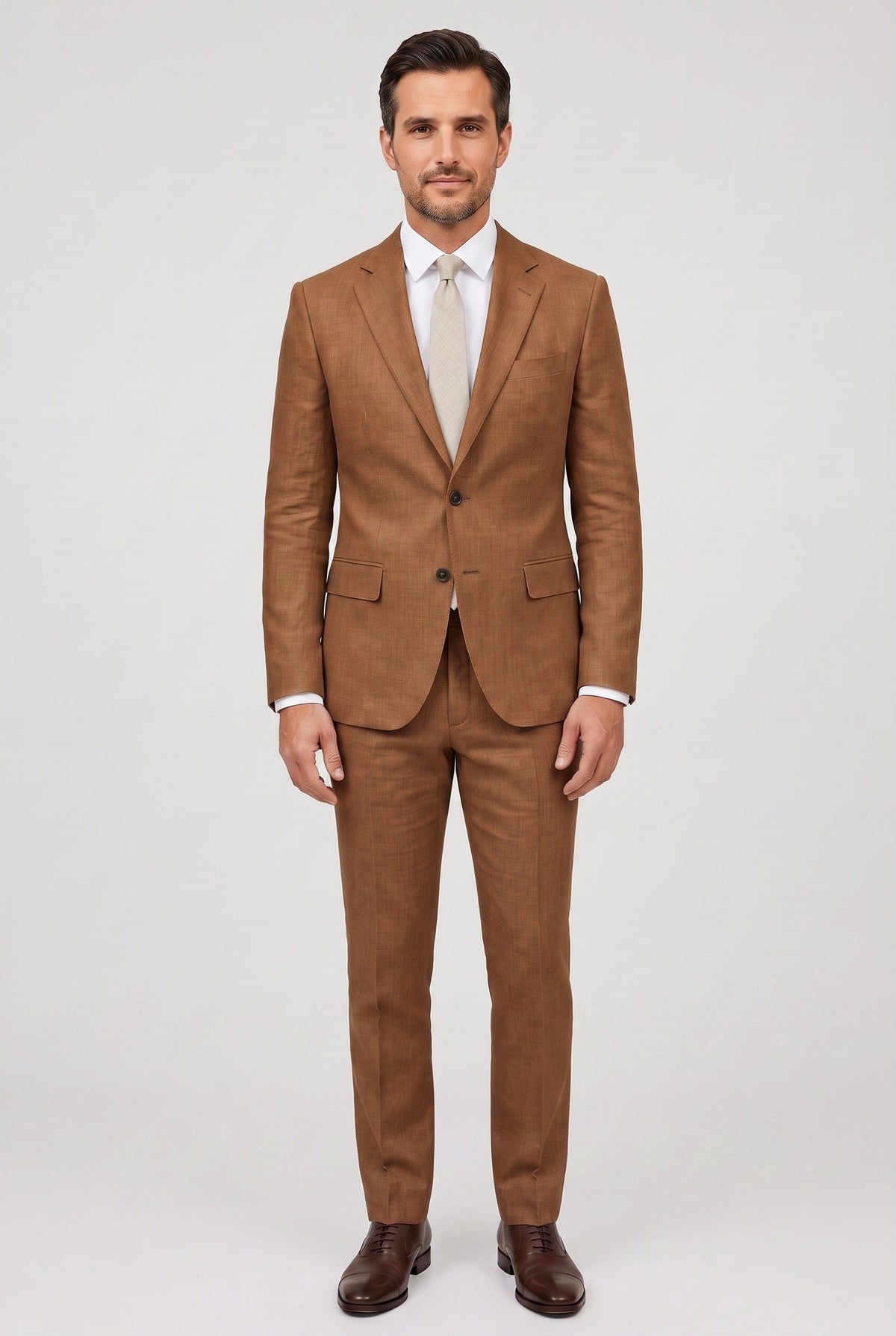 Men's Linen-Look Slim Fit Two-Piece Suit for Summer Weddings