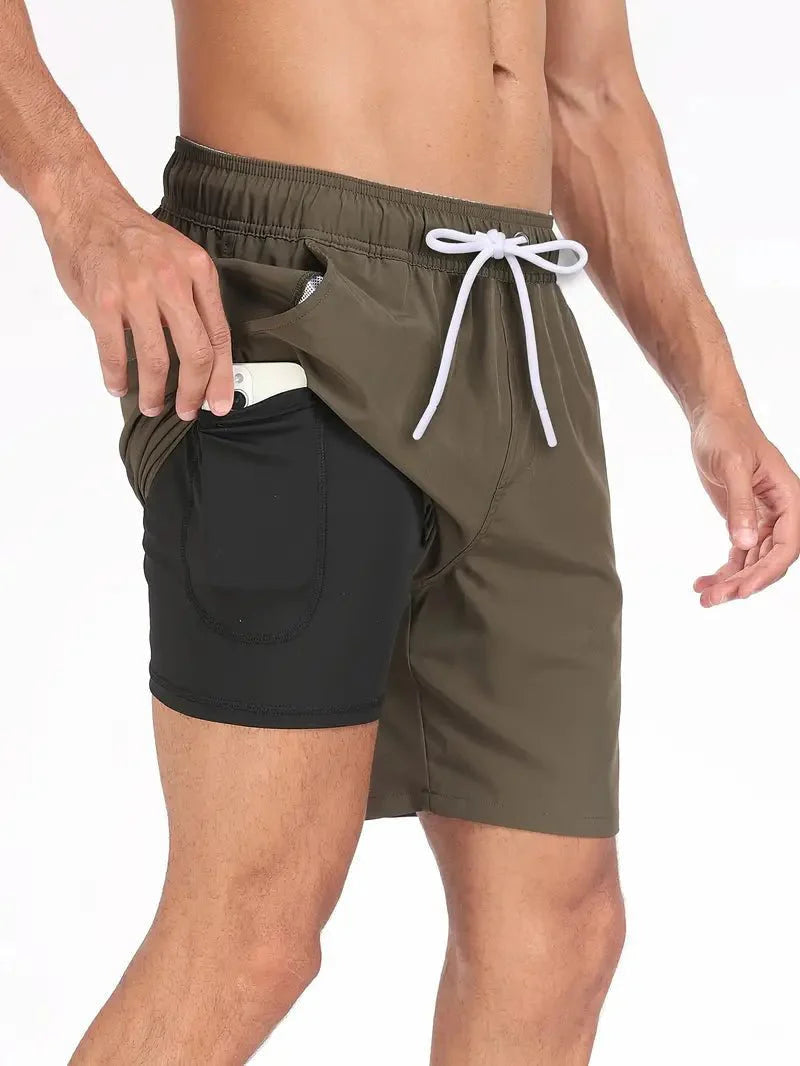 Men's Swim Shorts Quick-Dry with Inner Pocket Liner, Regular Fit