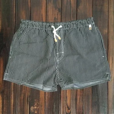 Men's Striped Swim Shorts, Relaxed Fit with Adjustable Drawstring