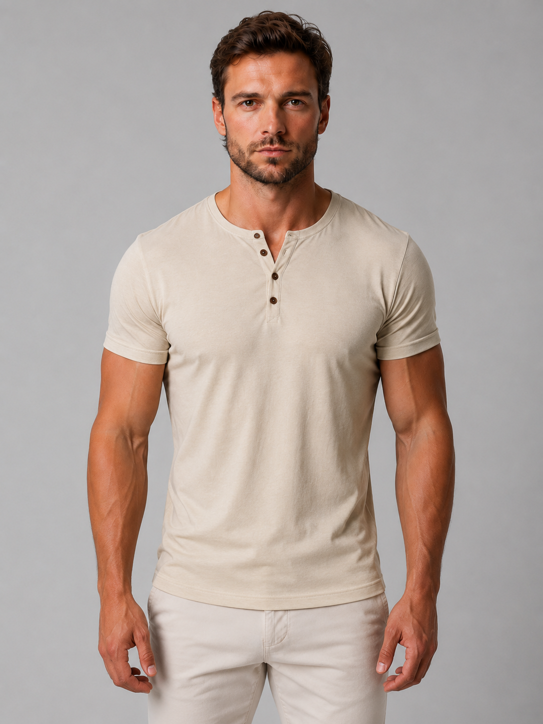 Men's T Shirts Lightweight Slim Fit Henley with Short Sleeves
