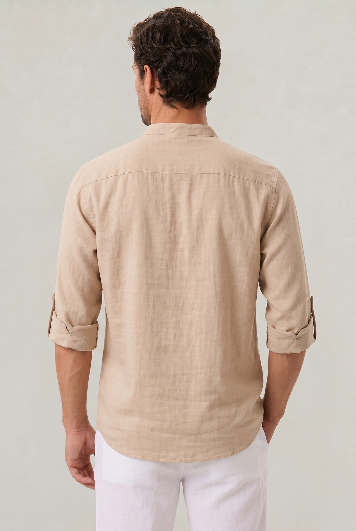 Men's T Shirts Linen Relaxed Fit, Henley Shirt with Grandad Collar