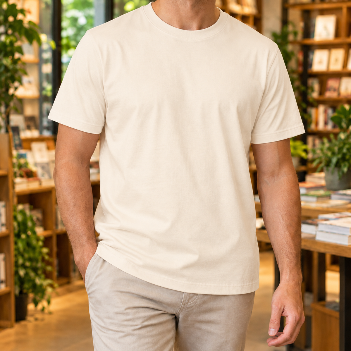 Men's T Shirts Pure Cotton, Relaxed Fit with Crew Neck and Short Sleeves