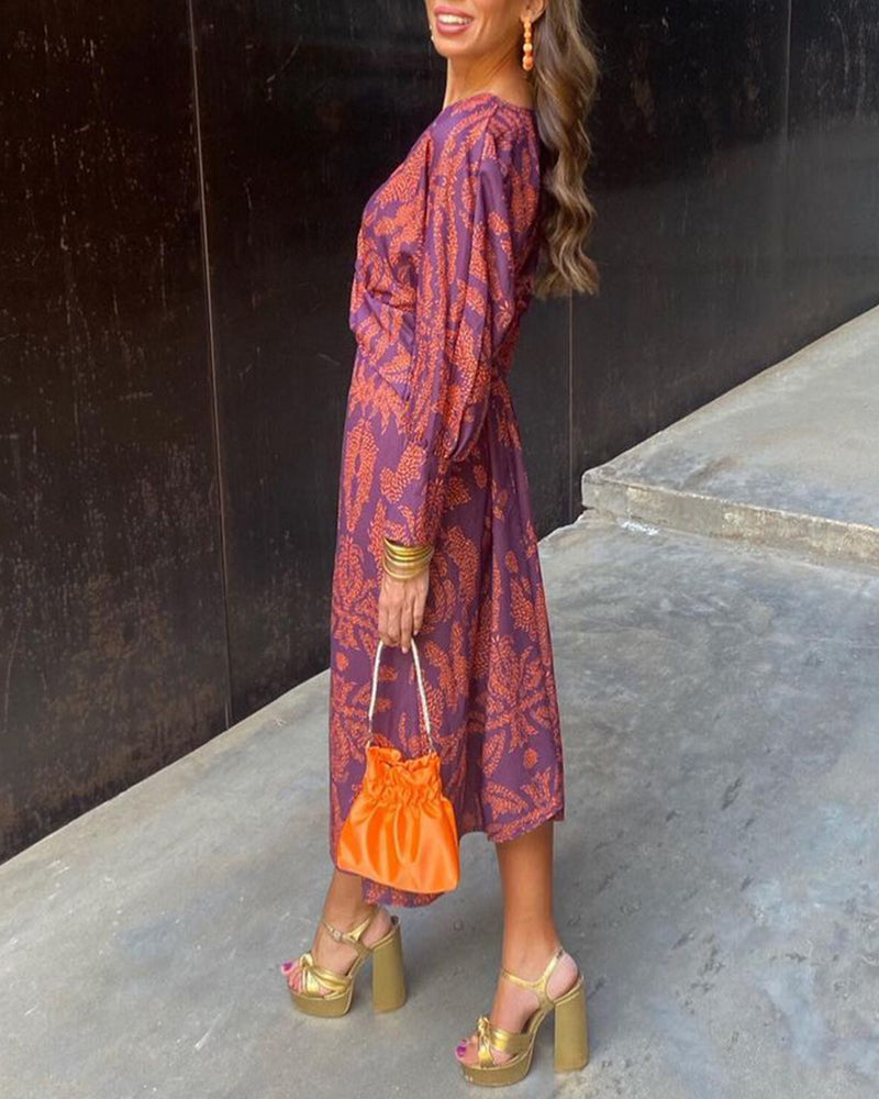 Midi Dress with Paisley Print and Twist-Knot Front