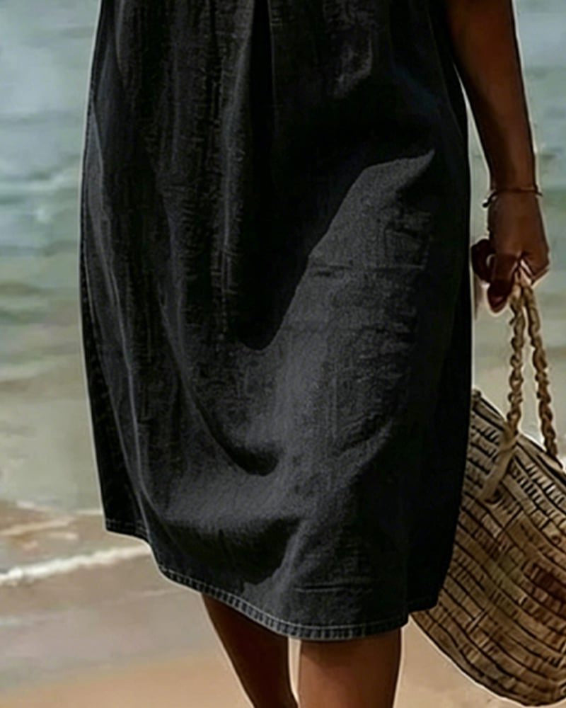 Midi Dress with Ruffle Sleeves and Button Front for Women