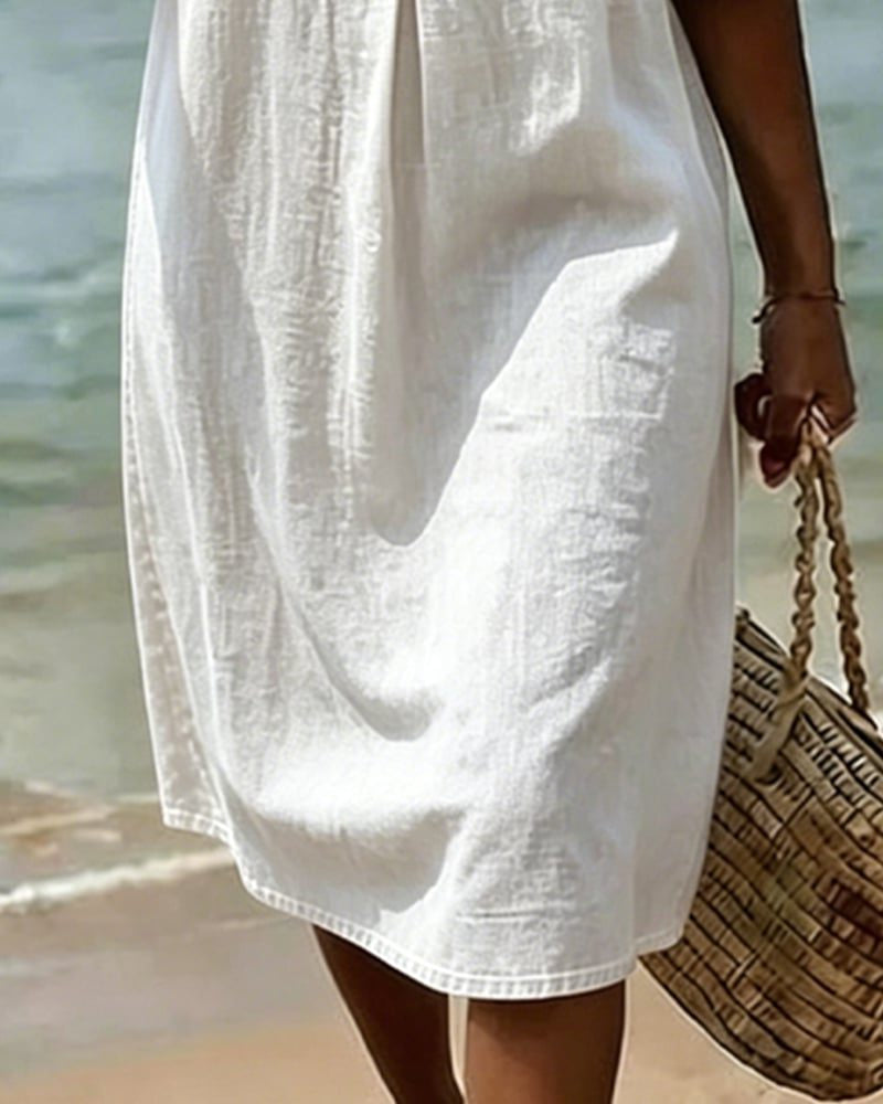 Midi Dress with Ruffle Sleeves and Button Front for Women