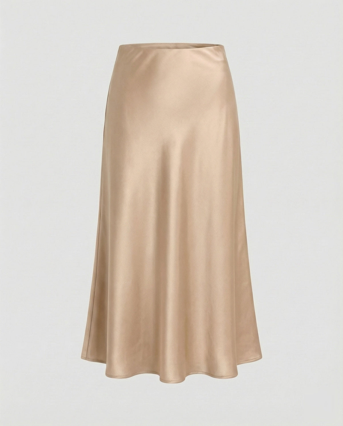 Midi Skirt with Bias Cut and Satin-Look Finish for Women